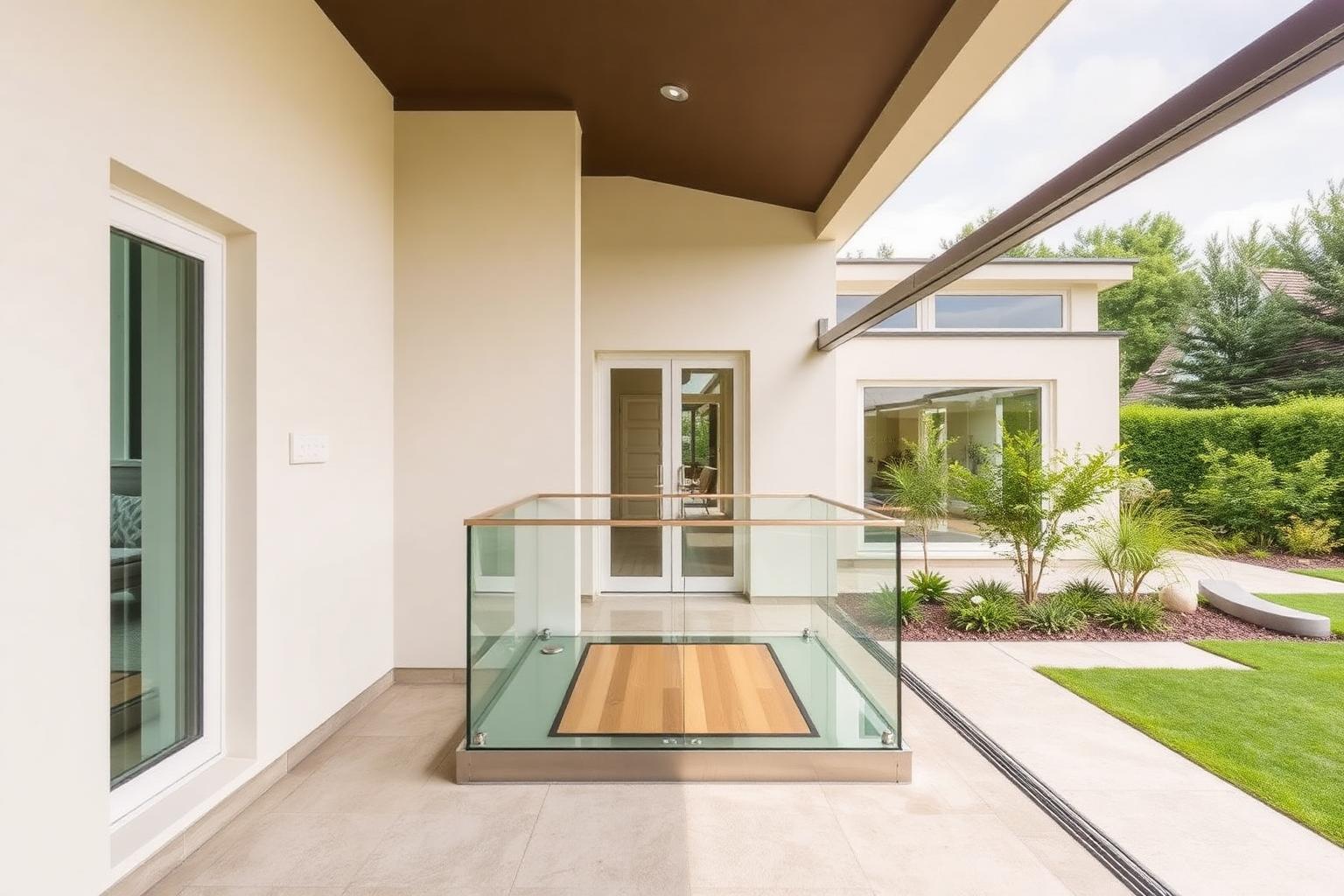Outdoor glass platform home lift installed at a Pakistani villa in Punjab
